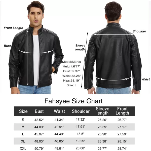 imageFahsyee Leather Motorcycle Jacket Men  Faux Black Leather Bomber Jackets Lightweight Casual Vintage Slim Fit Riding CoatBlacklw