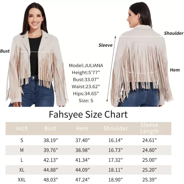 imageFahsyee Womens Fringe Leather Jackets  Suede Faux Motocycle Biker Cropped Coat Vegan Blazer Pleather Fashion Tassel SXXLWhite