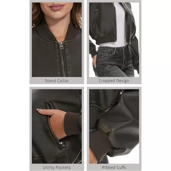 imageFahsyee Womens Leather Jackets Faux Motorcycle Biker Coat Short Lightweight VeganLwblack