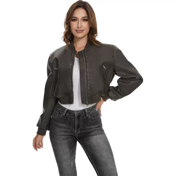 imageFahsyee Womens Leather Jackets Faux Motorcycle Biker Coat Short Lightweight VeganLwblack