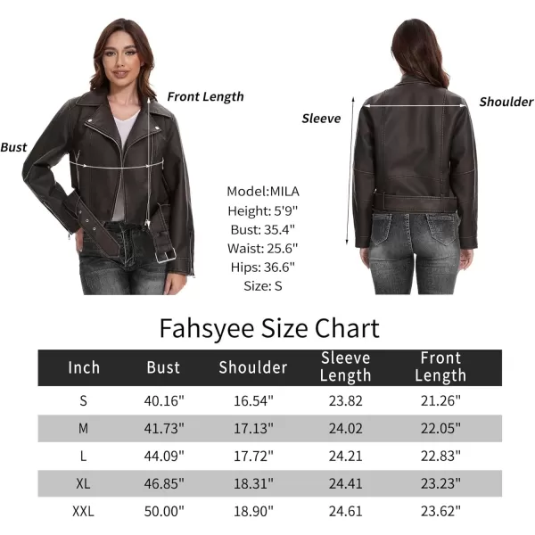imageFahsyee Womens Leather Jackets Faux Motorcycle Biker Coat Short Lightweight VeganVmtsblack