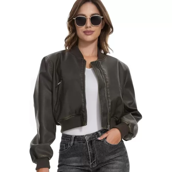 imageFahsyee Womens Leather Jackets Faux Motorcycle Biker Coat Short Lightweight VeganLwblack