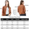 imageFahsyee Black Faux Leather Jackets for Women Motorcycle PU Moto Biker Outwear CoatBrown