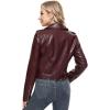 imageFahsyee Faux Leather Jacket for Women Vegan Jackets Moto Biker Motocycle CoatWine Red