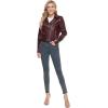 imageFahsyee Faux Leather Jacket for Women Vegan Jackets Moto Biker Motocycle CoatWine Red
