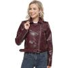 imageFahsyee Faux Leather Jacket for Women Vegan Jackets Moto Biker Motocycle CoatWine Red
