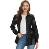 imageFahsyee Women Faux Leather Shacket Moto Biker Shirts Loose Fit Blazer Long Sleeves Button Casual Jacket Plus Size SXXLBlackbelt