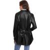 imageFahsyee Women Faux Leather Shacket Moto Biker Shirts Loose Fit Blazer Long Sleeves Button Casual Jacket Plus Size SXXLBlackbelt