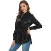 imageFahsyee Women Faux Leather Shacket Moto Biker Shirts Loose Fit Blazer Long Sleeves Button Casual Jacket Plus Size SXXLBlackbelt