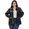 imageFahsyee Women Faux Leather Shacket Moto Biker Shirts Loose Fit Blazer Long Sleeves Button Casual Jacket Plus Size SXXLBlackfp