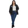 imageFahsyee Women Faux Leather Shacket Moto Biker Shirts Loose Fit Blazer Long Sleeves Button Casual Jacket Plus Size SXXLBlackfp