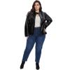 imageFahsyee Womens Faux Leather Jackets Zip Up Motorcycle Short PU Moto Biker Outwear Fitted Slim CoatDeep Black