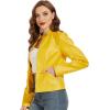 imageFahsyee Zip Leather Jackets for Women Motorcycle Faux PU Moto Biker Outwear CoatYellow