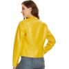 imageFahsyee Zip Leather Jackets for Women Motorcycle Faux PU Moto Biker Outwear CoatYellow