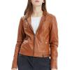 imageFahsyee Black Faux Leather Jackets for Women Motorcycle PU Moto Biker Outwear CoatBrown