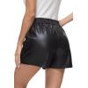 imageFahsyee Black Leather Shorts Women  Sexy High Waist Faux Pu Pleather Elastic Casual Short with Pockets Plus Size SXXL076black