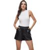 imageFahsyee Black Leather Shorts Women  Sexy High Waist Faux Pu Pleather Elastic Casual Short with Pockets Plus Size SXXL076black