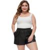 imageFahsyee Plus Size Black Shorts  Faux Elastic High Waisted Leather Short for Women PU Pleather Casual with Pockets 0X4X076ftblack