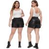 imageFahsyee Plus Size Black Shorts  Faux Elastic High Waisted Leather Short for Women PU Pleather Casual with Pockets 0X4X076ftblack