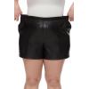 imageFahsyee Plus Size Black Shorts  Faux Elastic High Waisted Leather Short for Women PU Pleather Casual with Pockets 0X4X076ftblack
