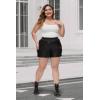 imageFahsyee Plus Size Black Shorts  Faux Elastic High Waisted Leather Short for Women PU Pleather Casual with Pockets 0X4X076ftblack