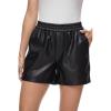imageFahsyee Black Leather Shorts Women  Sexy High Waist Faux Pu Pleather Elastic Casual Short with Pockets Plus Size SXXL076black