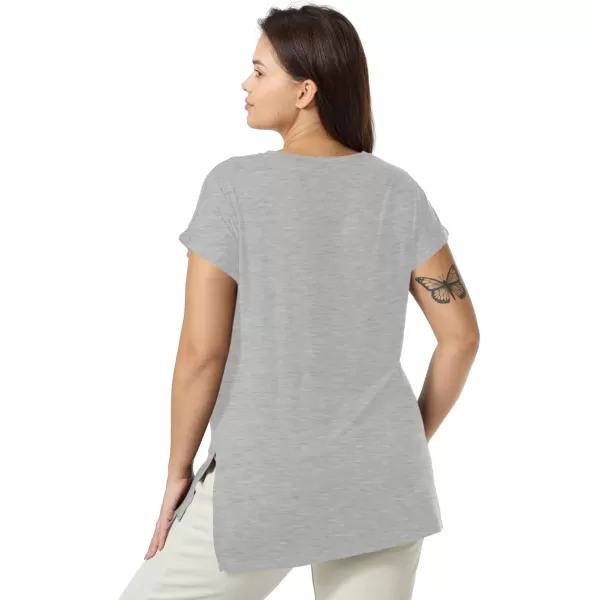 Amoretu Plus Size Tops for Women V Neck Short Sleeve T Shirts Swing Tunic Tops Loose Fit for Summer ClothingGray