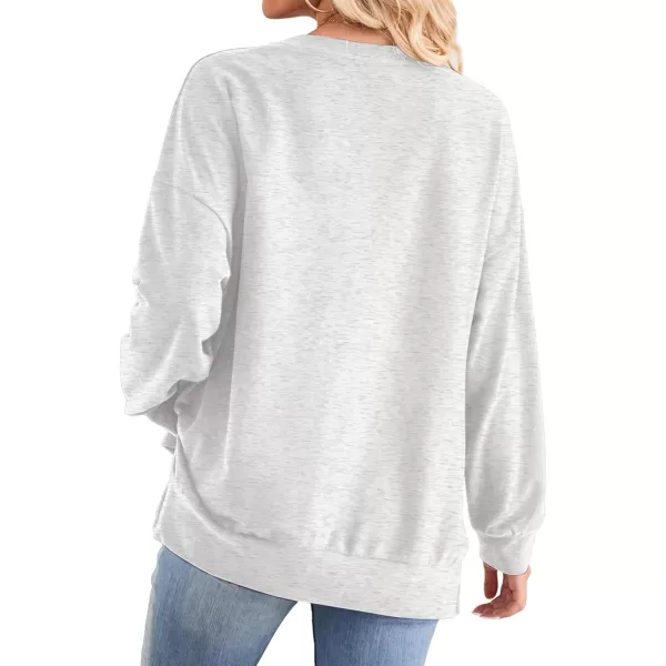 Amoretu Womens Long Sleeve Tops Oversized Sweatshirts Round Neck Shirt Side Slit Trendy Pullover Fall Winter 2024Grey