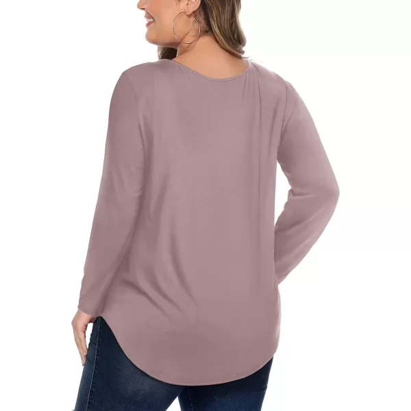 Amoretu Womens Plus Size Tops with Long Sleeve Criss Cross NeckGray Purple