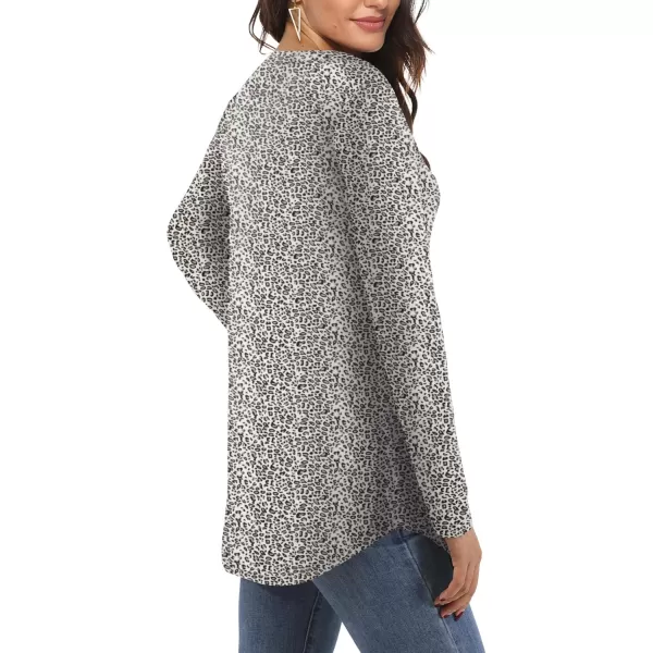 Amoretu Womens Long Sleeve Tunic Tops Casual Crew Neck Loose Shirts for LeggingsLeopard