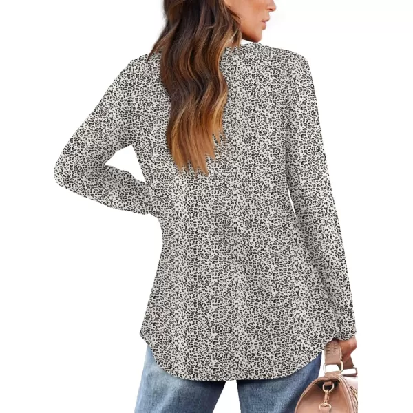 Amoretu Womens Long Sleeve Tunic Tops Casual Crew Neck Loose Shirts for LeggingsLeopard