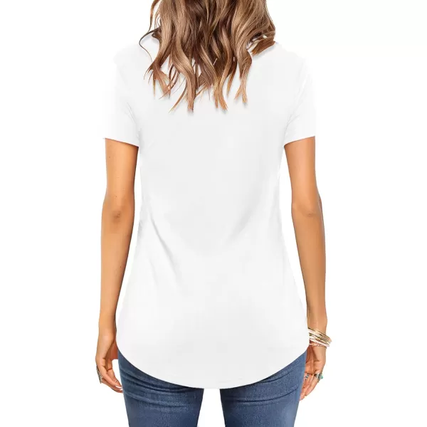 Amoretu Womens Summer Tops V Neck Criss Cross Short Sleeve Basic Plain Tee TShirtWhite