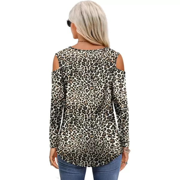 Amoretu Womens Women Tshirt Plain Long Sleeve T Shirts V Neck Tops Dressy CasualLeopard