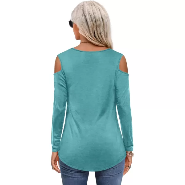 Amoretu Womens Women Tshirt Plain Long Sleeve T Shirts V Neck Tops Dressy CasualTeal