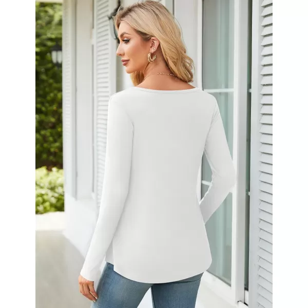 Amoretu Womens Scoop Neck Tshirt Long Sleeve Shirts Swing Tunic Tops Loose FitWhite