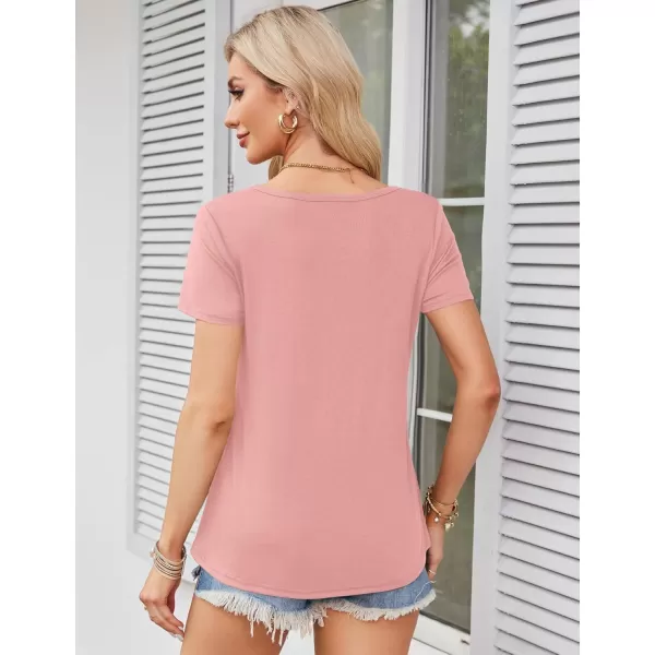 Amoretu Womens Scoop Neck Tshirt Short Sleeve Shirts Swing Tunic Tops Loose FitPink