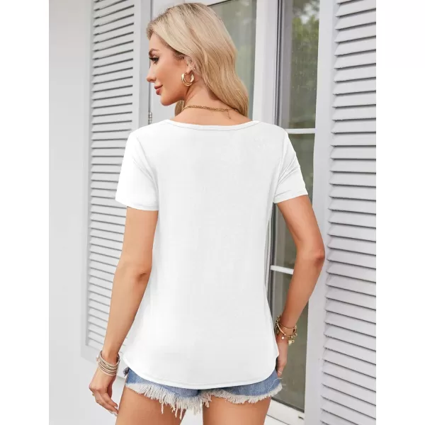Amoretu Womens Scoop Neck Tshirt Short Sleeve Shirts Swing Tunic Tops Loose FitWhite