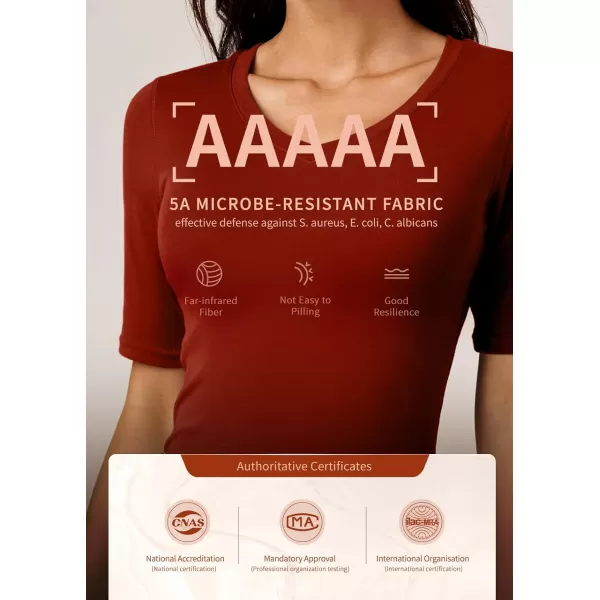 Amoretu Womens V Neck T Shirts Slim Fitted Half Sleeve Tops Basic TeesRust Red