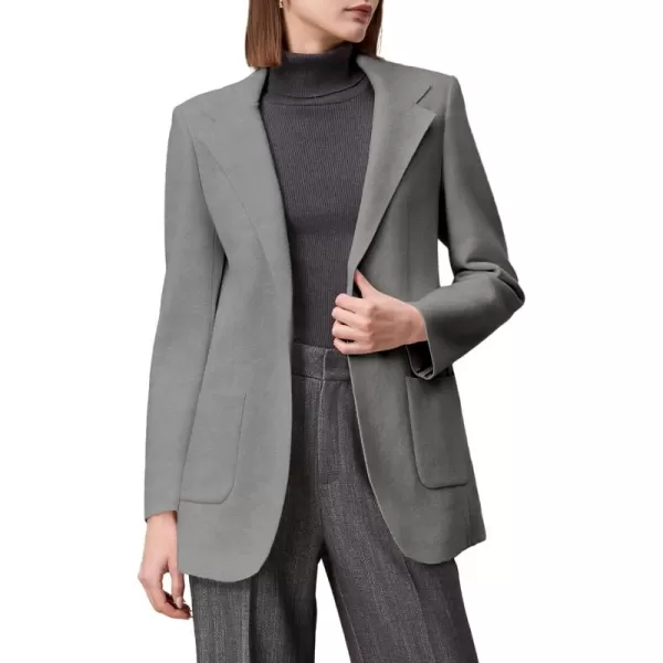 Amoretu Womens Wool Kint Blazers Work Casual Suit with Pockets Long Sleeve Outerwear 2024Grey