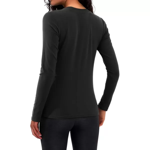imageAmoretu Womens Long Sleeve Basic Shirts Fall Casual Crewneck Slim Fit Tops TeesBlack