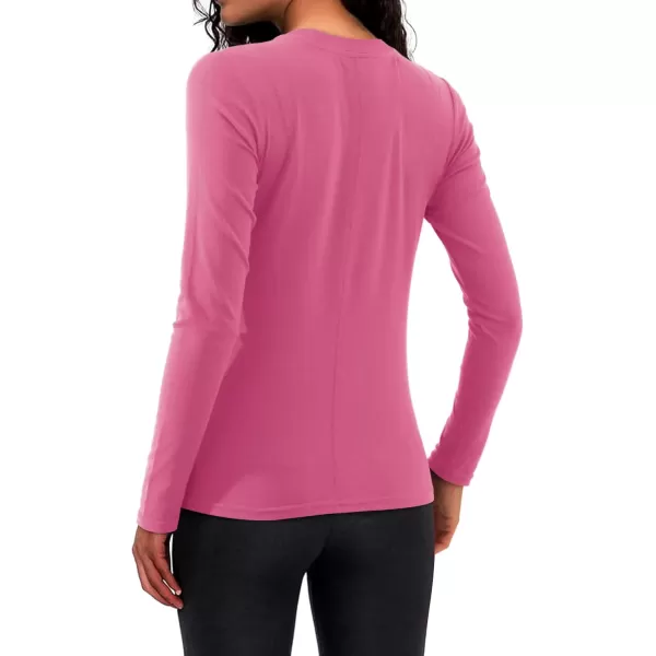 imageAmoretu Womens Long Sleeve Basic Shirts Fall Casual Crewneck Slim Fit Tops TeesRose