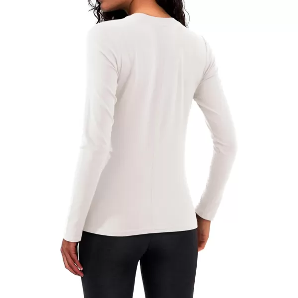 imageAmoretu Womens Long Sleeve Basic Shirts Fall Casual Crewneck Slim Fit Tops TeesWhite