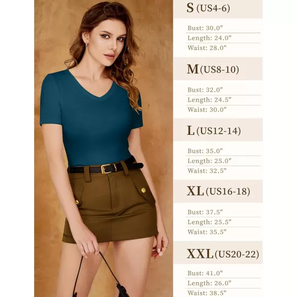 imageAmoretu Womens Boat Neck Short Sleeve Shirts Summer Ribbed Slim Fit Tshirt Basic Top BlousesTeal