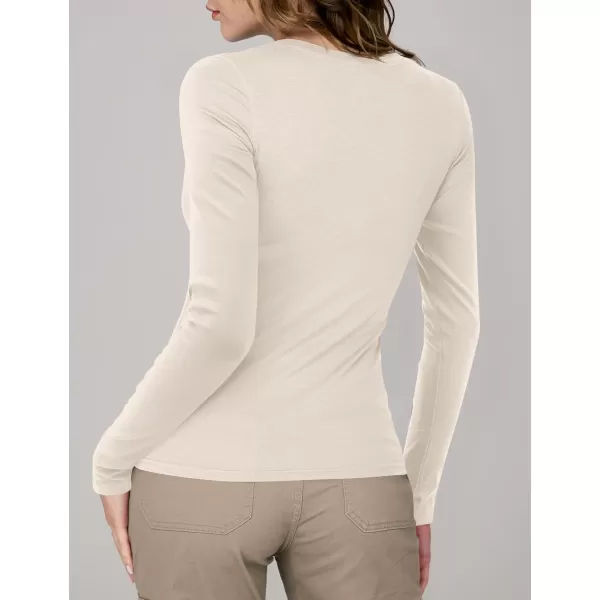 imageAmoretu Womens Fitted Long Sleeve Shirts V Neck Tshirts Basic Tee TopsCream White