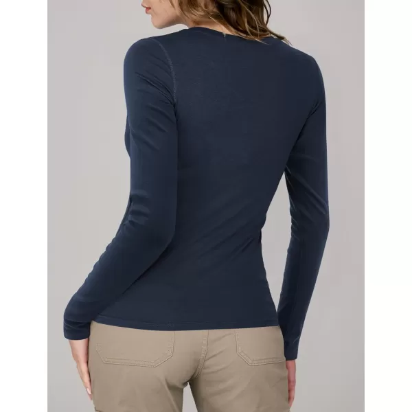 imageAmoretu Womens Fitted Long Sleeve Shirts V Neck Tshirts Basic Tee TopsNavy Blue
