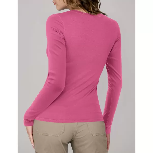 imageAmoretu Womens Fitted Long Sleeve Shirts V Neck Tshirts Basic Tee TopsPink