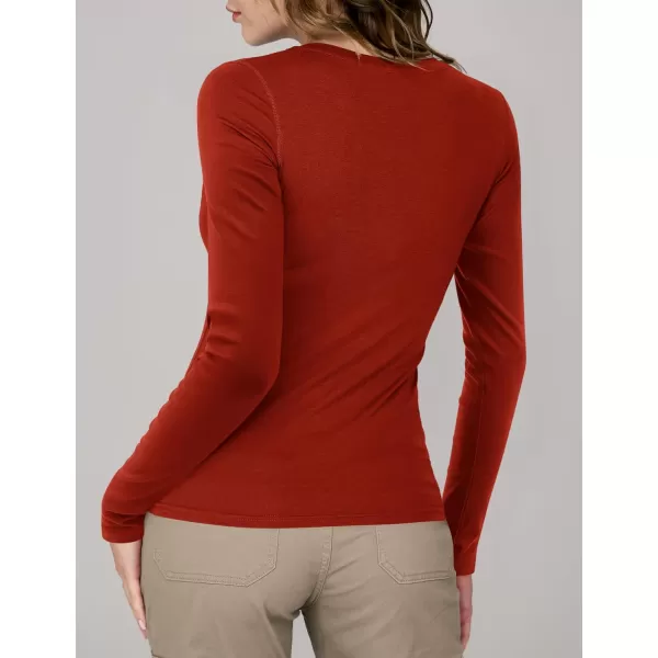 imageAmoretu Womens Fitted Long Sleeve Shirts V Neck Tshirts Basic Tee TopsRust Red