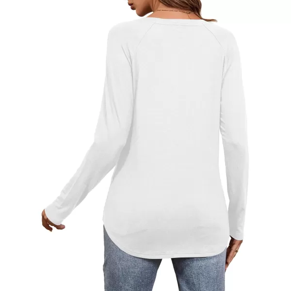 imageAmoretu Womens Long Sleeve T Shirts Casual Loose Round Neck Tops Fall Raglan Sleeve Tunic ShirtsWhite