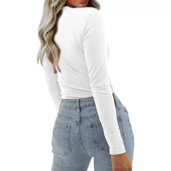 imageAmoretu Womens Mock Turtleneck Tops Long Sleeve Fitted Shirt Business Casual Work BlousesWhite