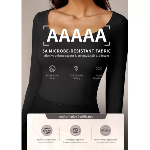 imageAmoretu Womens Scoop Neck Long Sleeve Shirts Slim Fit T Shirt Ribbed Tunic Tops TeeBlack